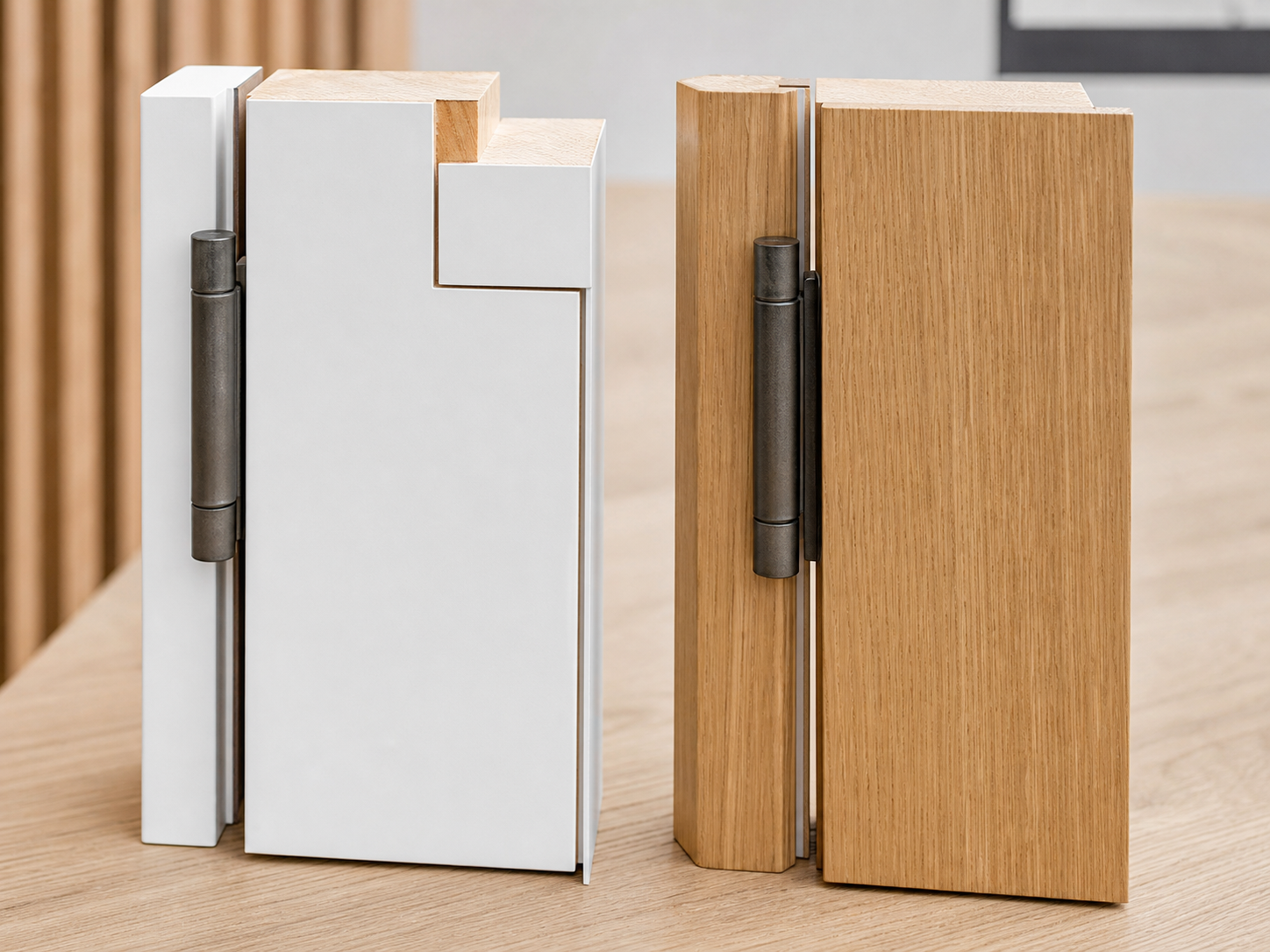 Przekrój pokazujący różnicę między drzwiami przylgowymi i bezprzylgowymi